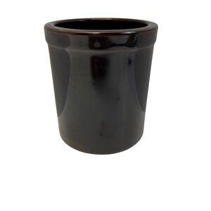 VTG Set 2‎ Vintage Brown Stoneware Crock Jar Pot Rustic Farmhouse Kitchen Decor